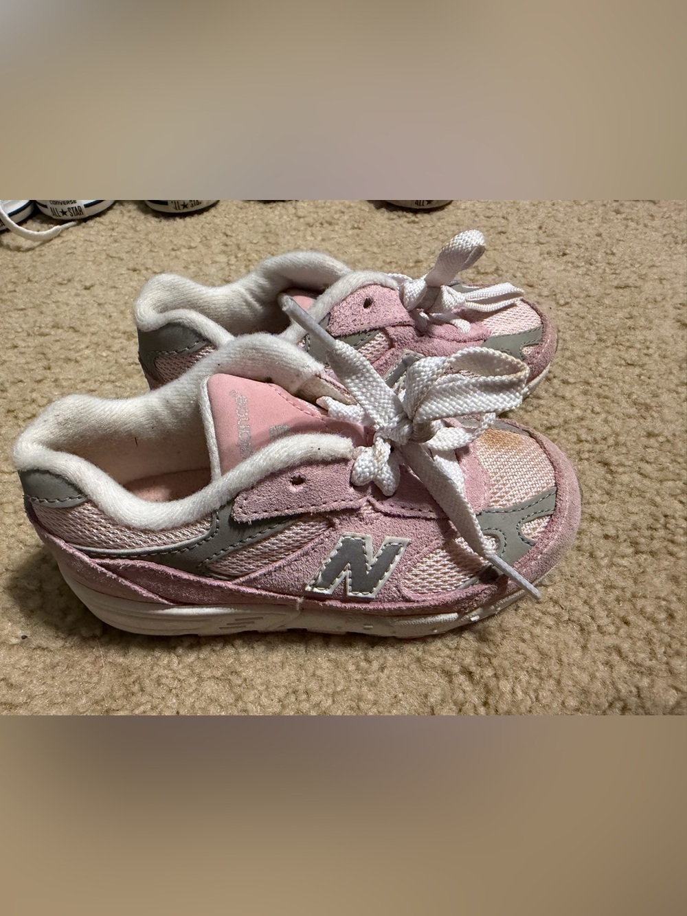 New Balance Kids Pink and Gray Lace-Up Sneakers